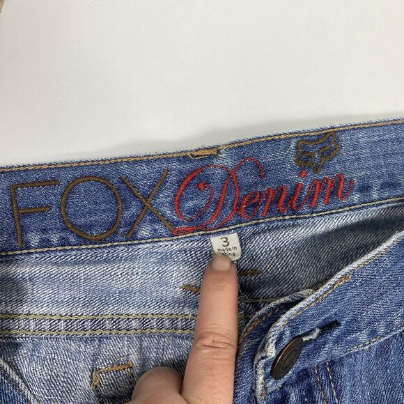 Fox Racing Bermuda Jean Shorts Sz 3 /small Blue Medium Wash Y2K Beach - Picture 5 of 7
